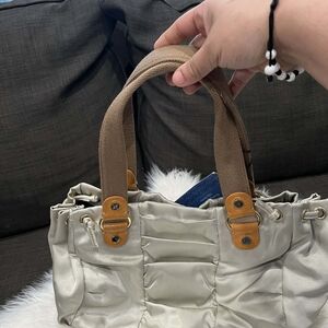 Simply Vera Vera Wang Cream Tote with Brown Handles